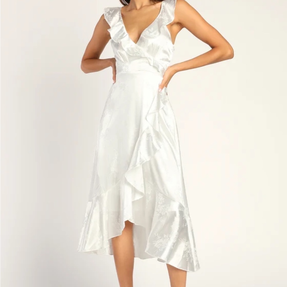Lulus White Satin Midi Dress